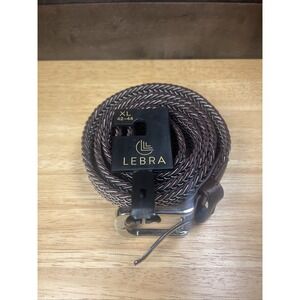 Lebra Men's Stretch Web Belt Brown White Size XL 42-44 – New With Tags